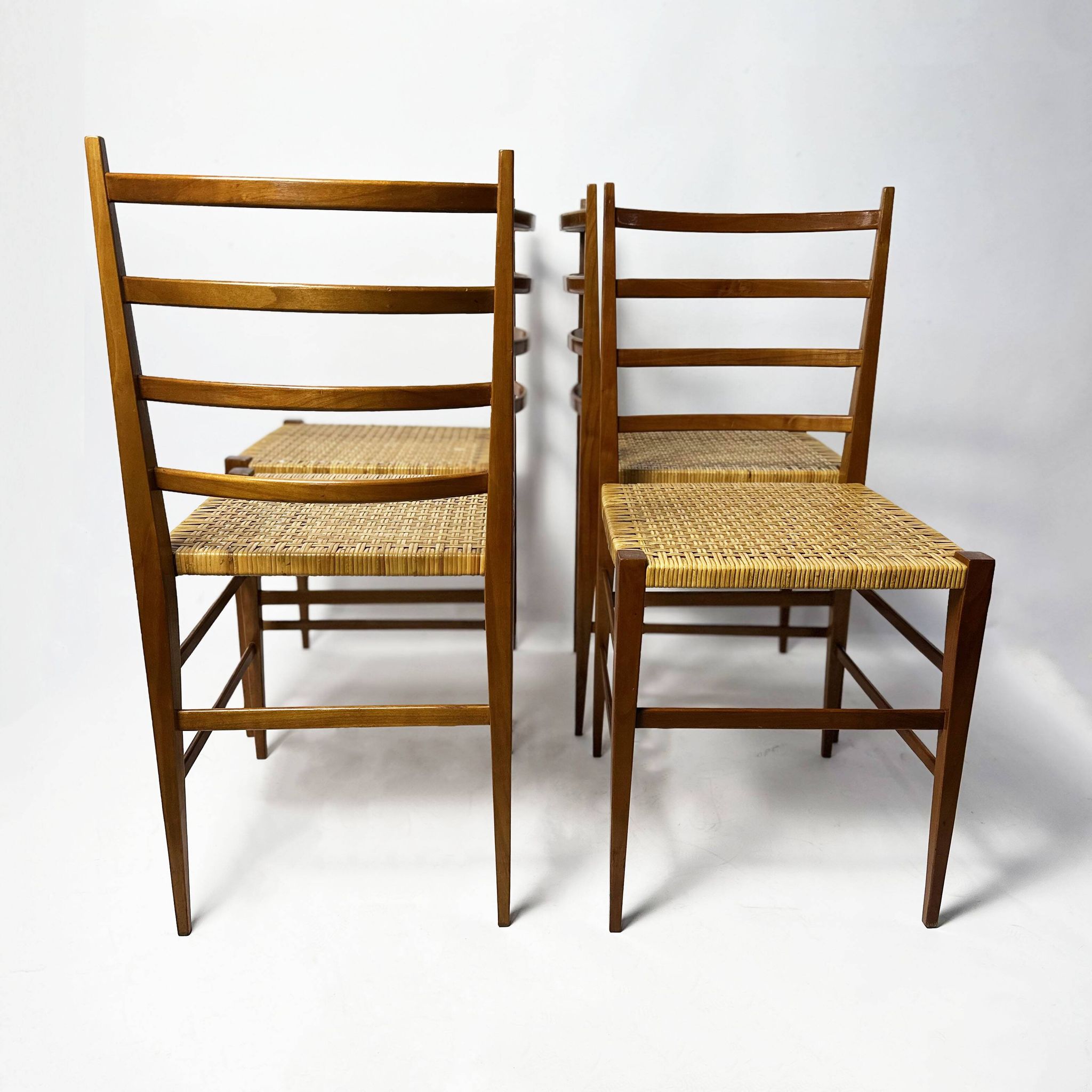 Set of 4 vintage Italian chairs in Superleggera style