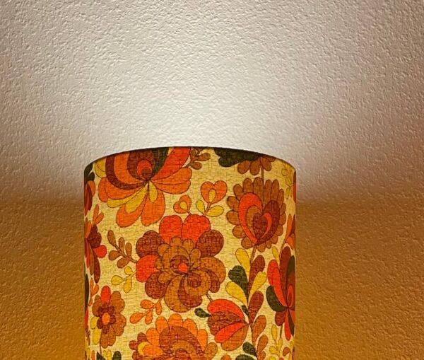 Abat-jour Chrysanthème H60 D28 - tissu floral vintage
