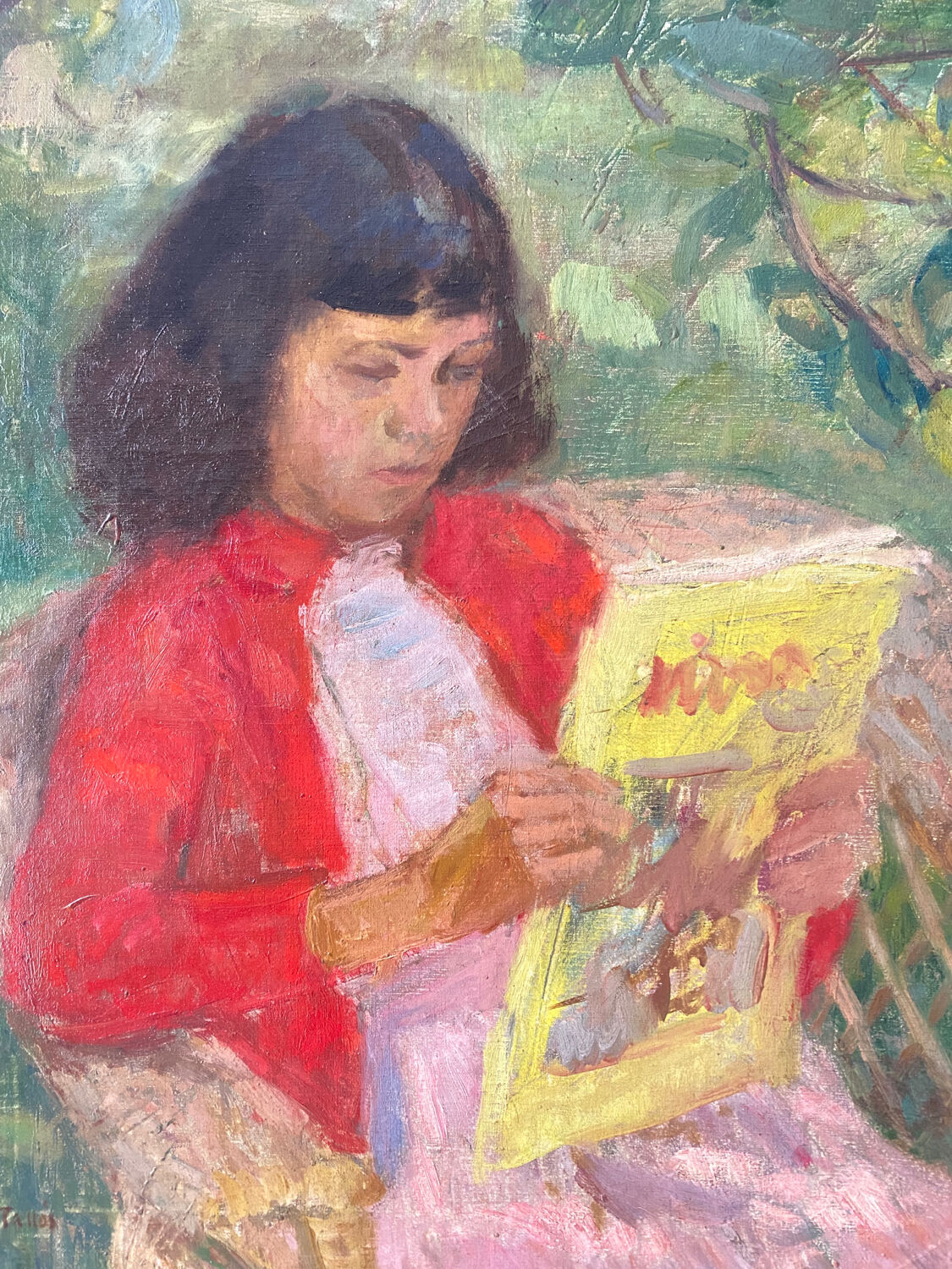 Portrait of a young girl signed Tallos