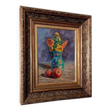 Still life painting vase with flowers by Lupicini - 1960s