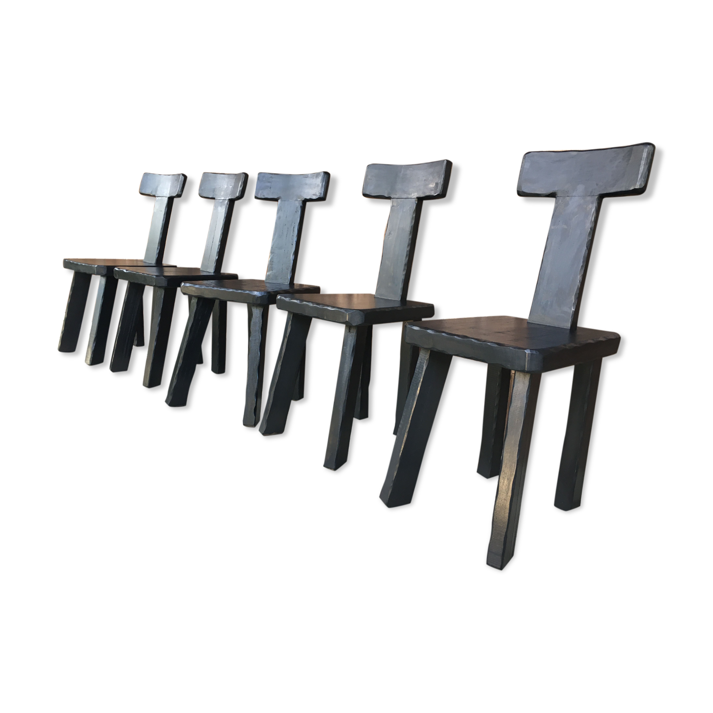 Set of chairs 1950 black woods