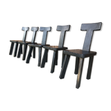 Set of chairs 1950 black woods