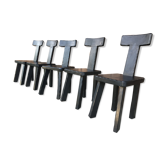 Set of chairs 1950 black woods
