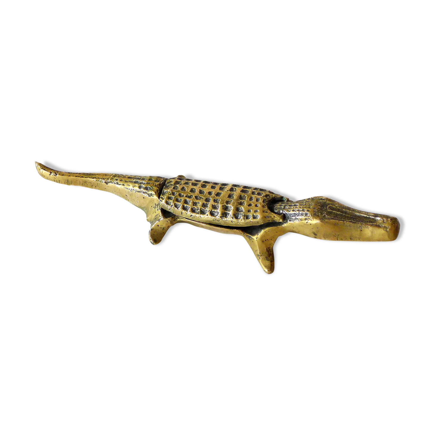 Crocodile ashtray with brass lid