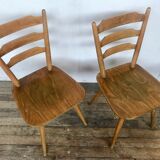Series of 4 Scandinavian chairs or vintage wooden bistro