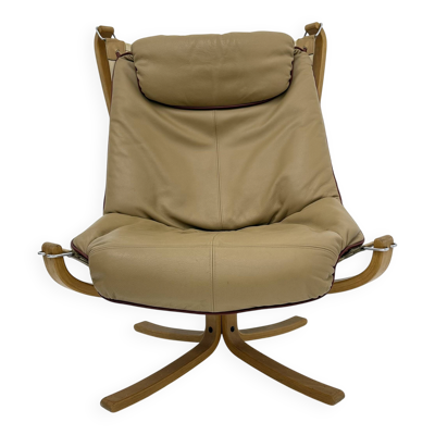 Fauteuil en cuir Falcon par Sigurd Ressel pour Vatne Møbler, années 1970.