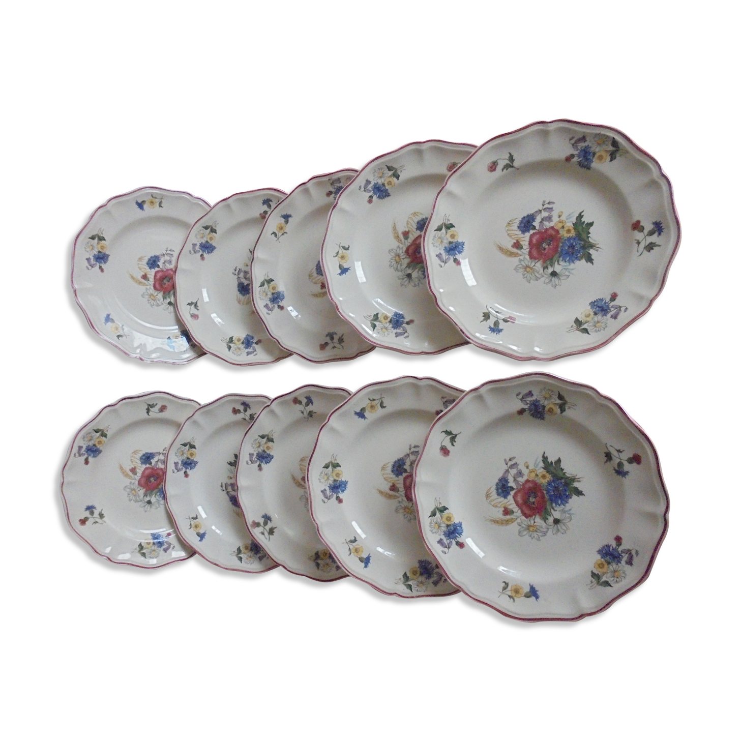 Lot 10 flat plates Digoin Sarreguemines Agreste