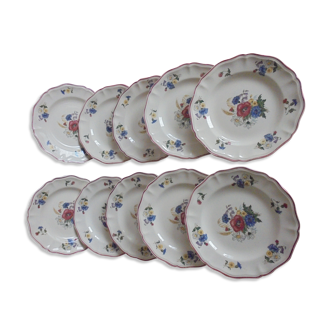 Lot 10 flat plates Digoin Sarreguemines Agreste