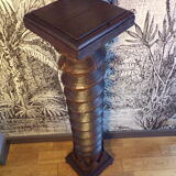 Old carved wooden presentation column h=150 cm