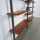 Mid Century Olof Pira Zweden teak modulair LP wandsysteem