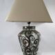 Lampe de salon, fer forgé et verre soufflé