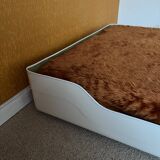 Double bed Series Ozoo, designed by Marc Berthier, white fibreglass, 70s.