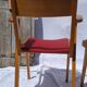 Pair of wooden armchairs and skaï foot compass of the 50s