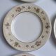 Set of 6 flat plates Salins model Simone beige with flowers.