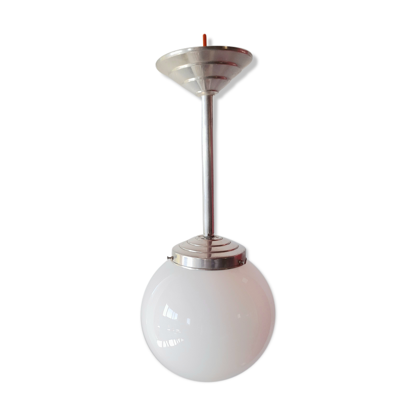 Art Deco opaline globe pendant lamp