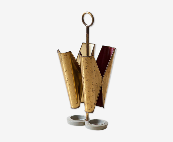 Italian brass umbrella holder, 1950s