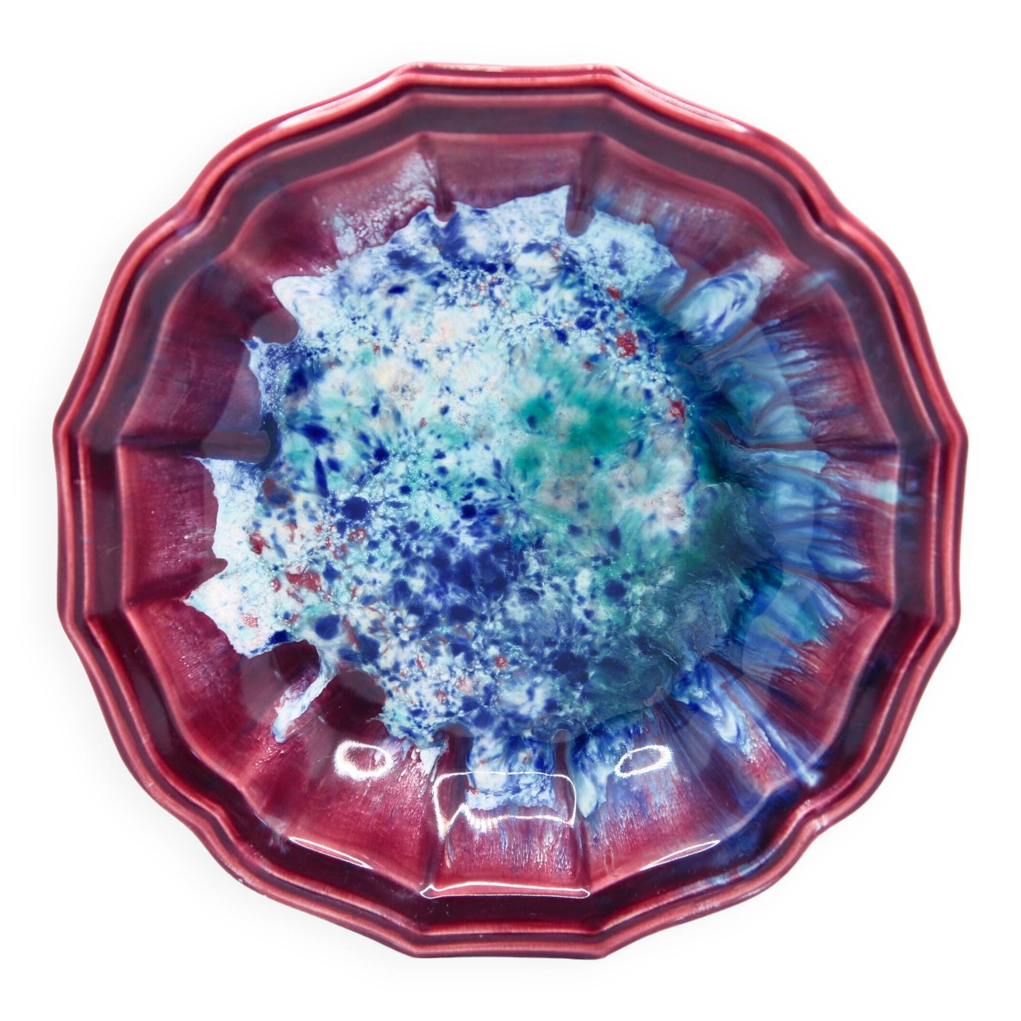 Morvan sandstone bowl with multicolored flames