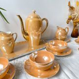 Vintage Czecho-Slovakia Victoria China Iridescent Peach Lustre Tea Set 1950s