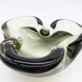 Murano ashtray, black and smoky grey, 1970