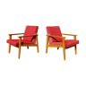 Paire de fauteuils rouge style scandinave 1960