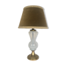 Lampe verre, abat-jour velours, câble et interrupteur vintage