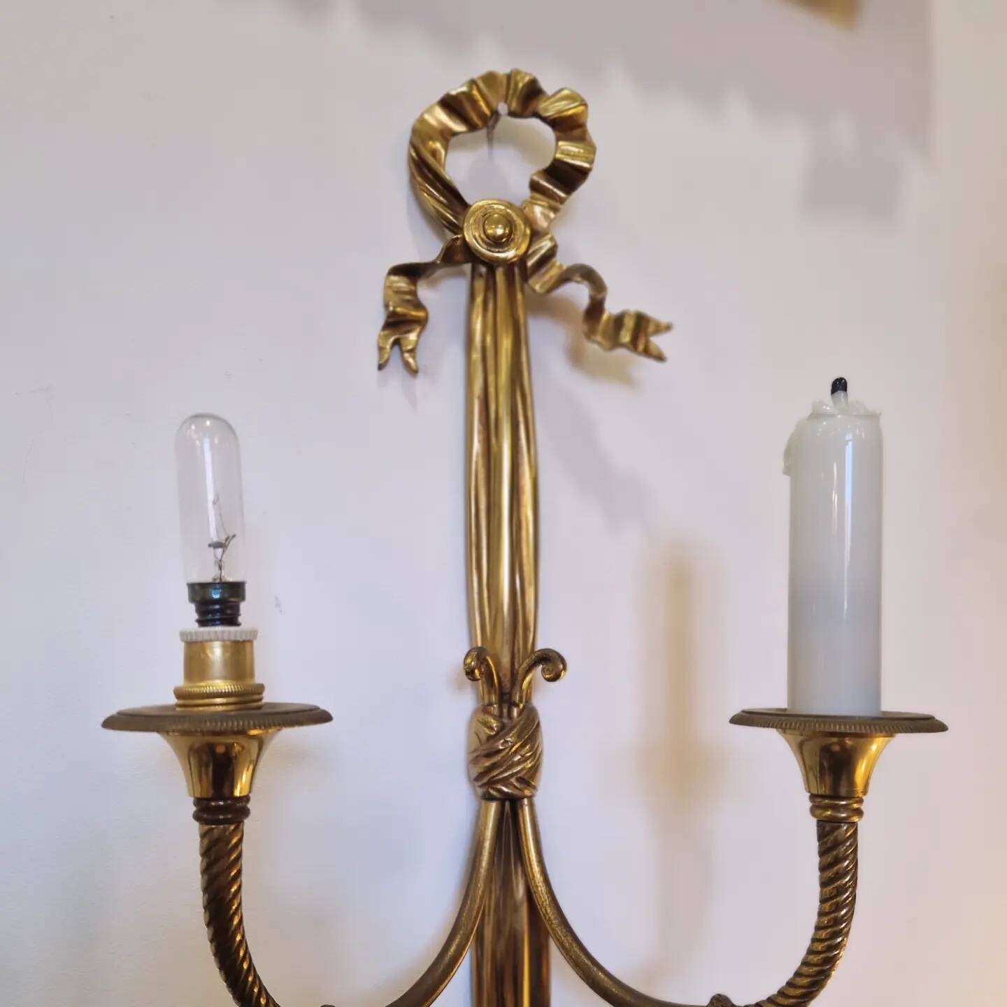 Pair of Louis XVI Wall Lights with 2 lights from the 50's 60's neo-classical style Maison Bagués