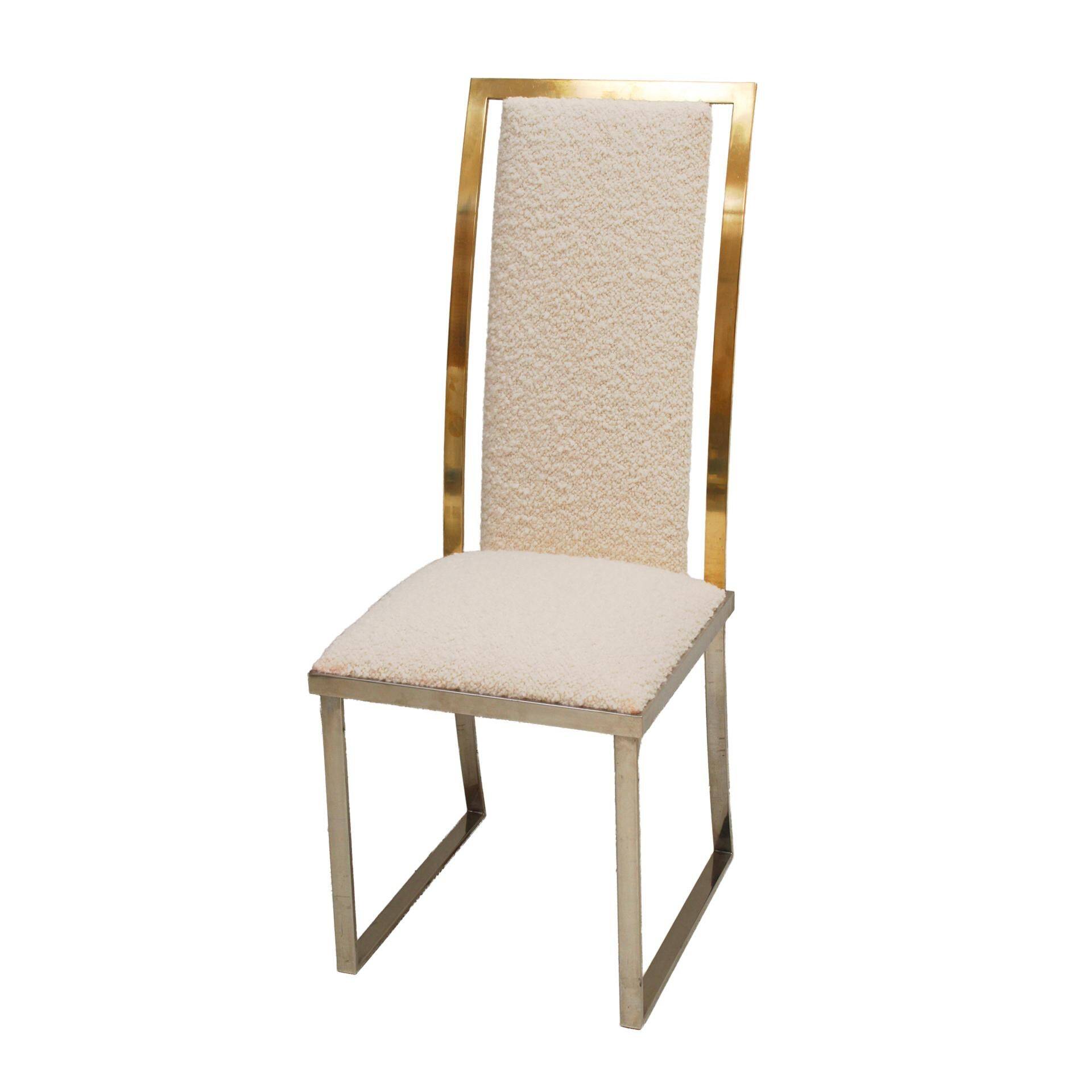 Set of Eight Chairs in bouclé wool by Michel Mangematin France 1970.