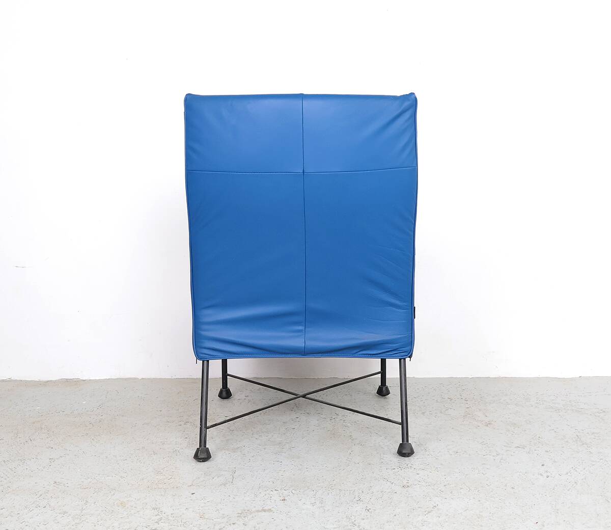 Montis Charly blue leather arm chair, 1980s
