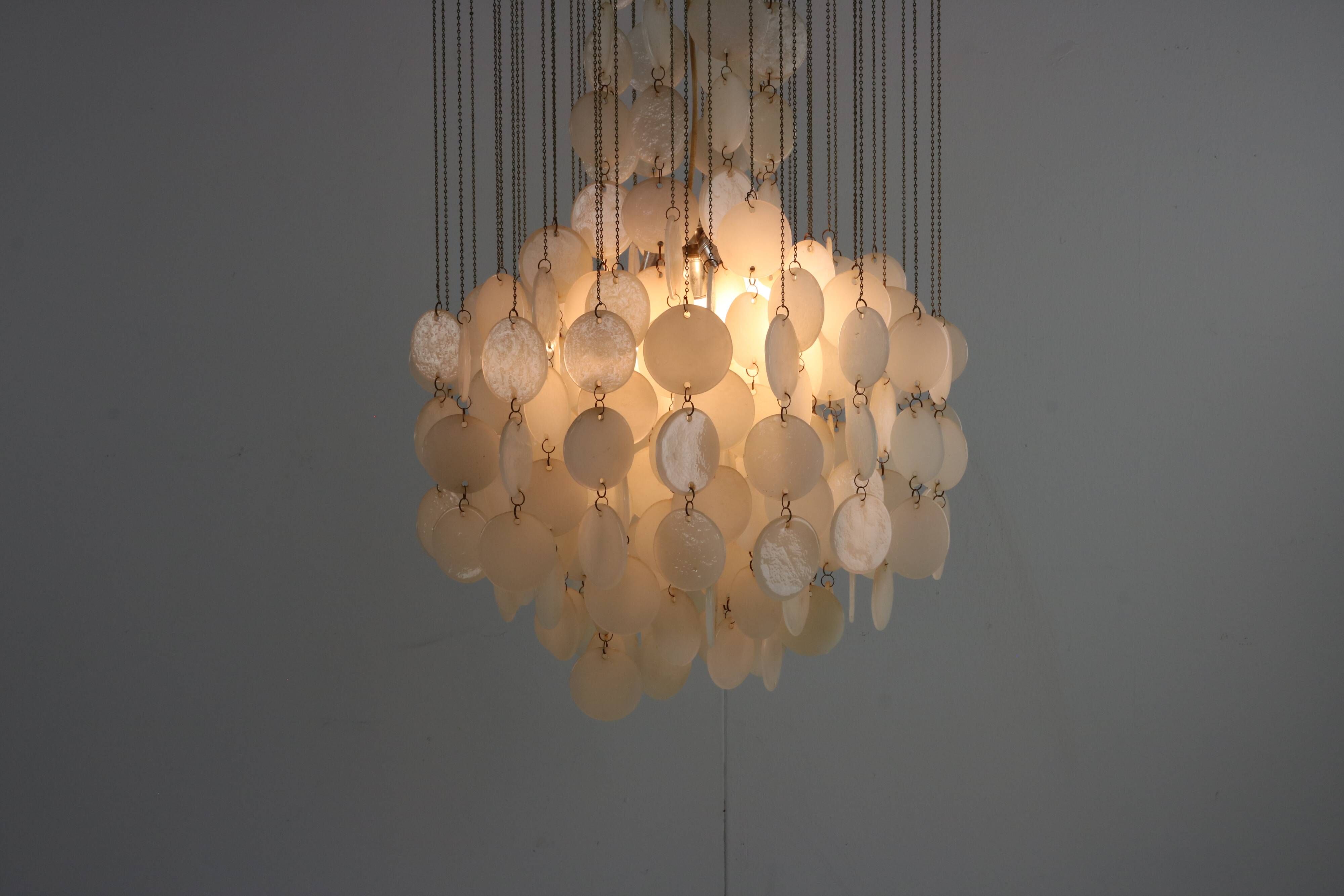 Sixties ceiling lamp with small ceramic shells