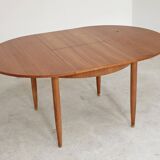 Round extending table, light oak, East Germany, 1960s