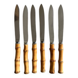 Set of 6 bamboo knives 1960
