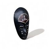 Africa mask in shell wood inlaid Ivory Coast Baoulé African art 1989 old vintage