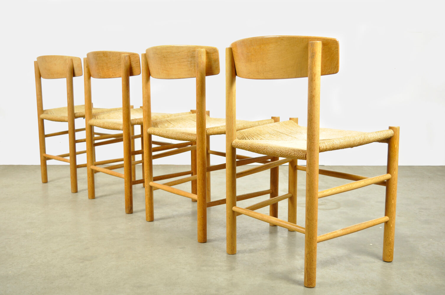 Set of four original oak dining chairs, model J39, by Børge Mogensen for F.D.B. Mobler, Denmark 1960