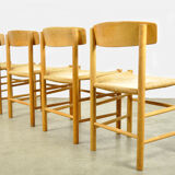 Set of four original oak dining chairs, model J39, by Børge Mogensen for F.D.B. Mobler, Denmark 1960