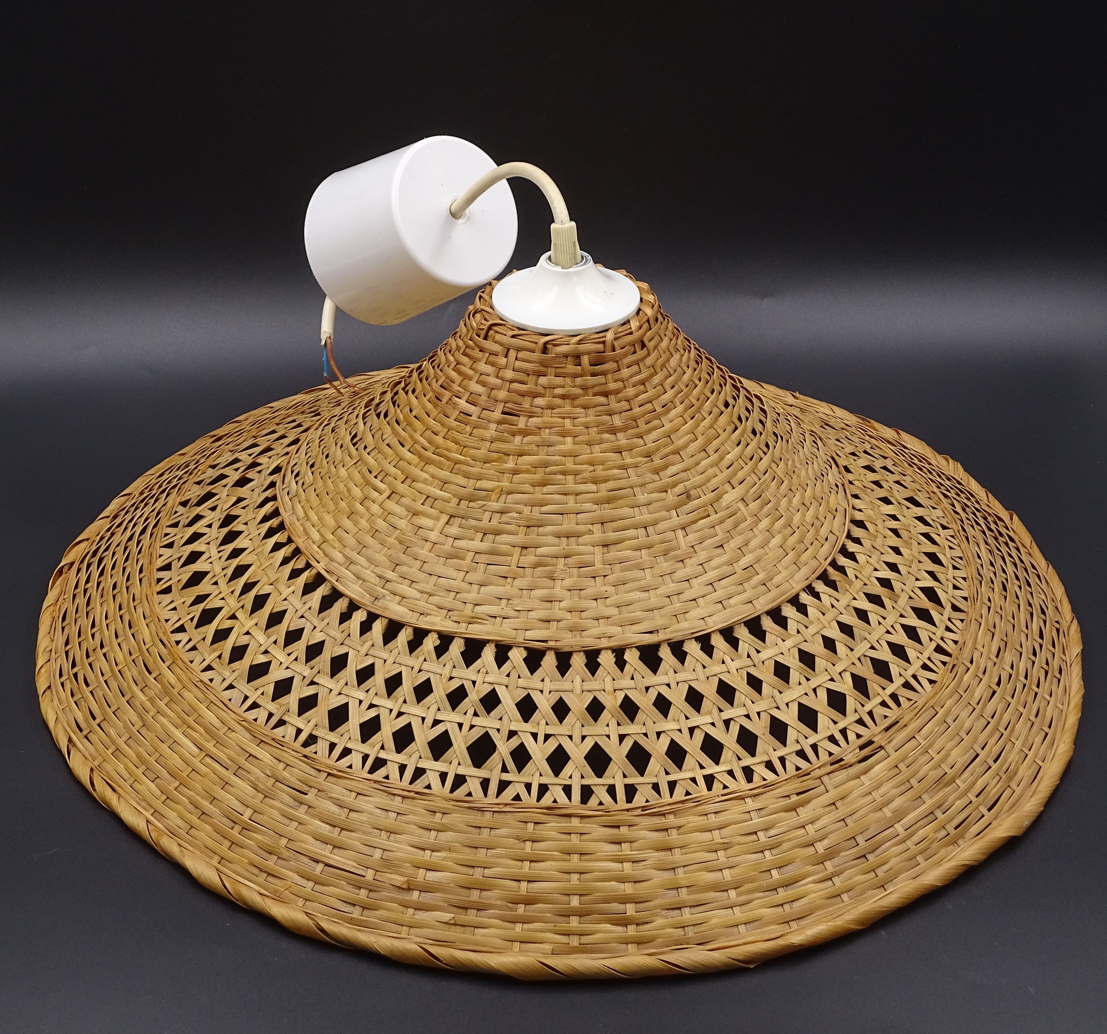 Rattan chandelier and lampshade - circa 1970