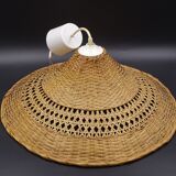 Rattan chandelier and lampshade - circa 1970