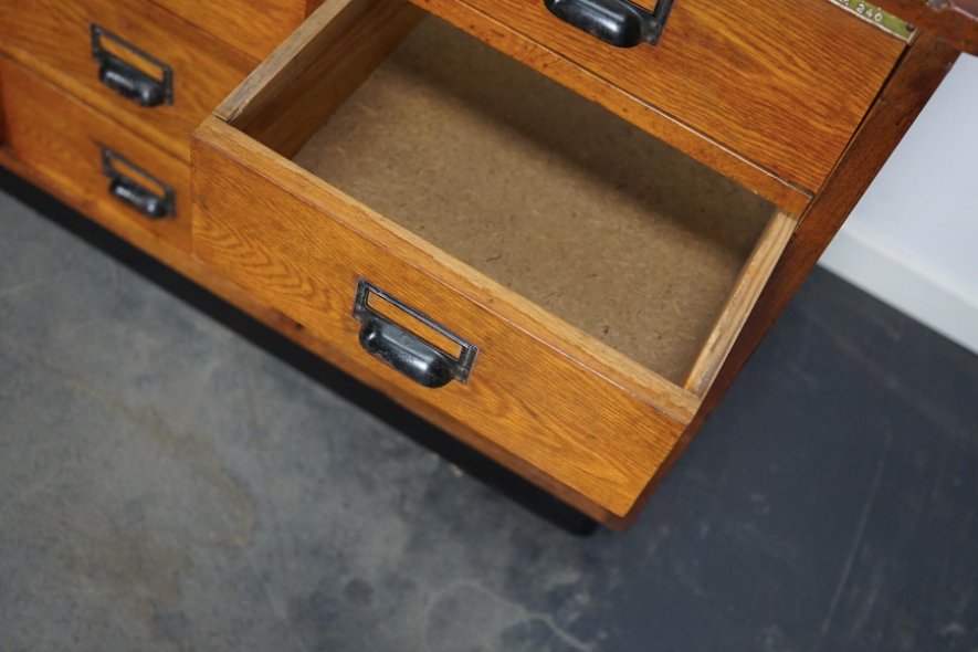German apothecary cabinet in oak, mid-twentieth century
