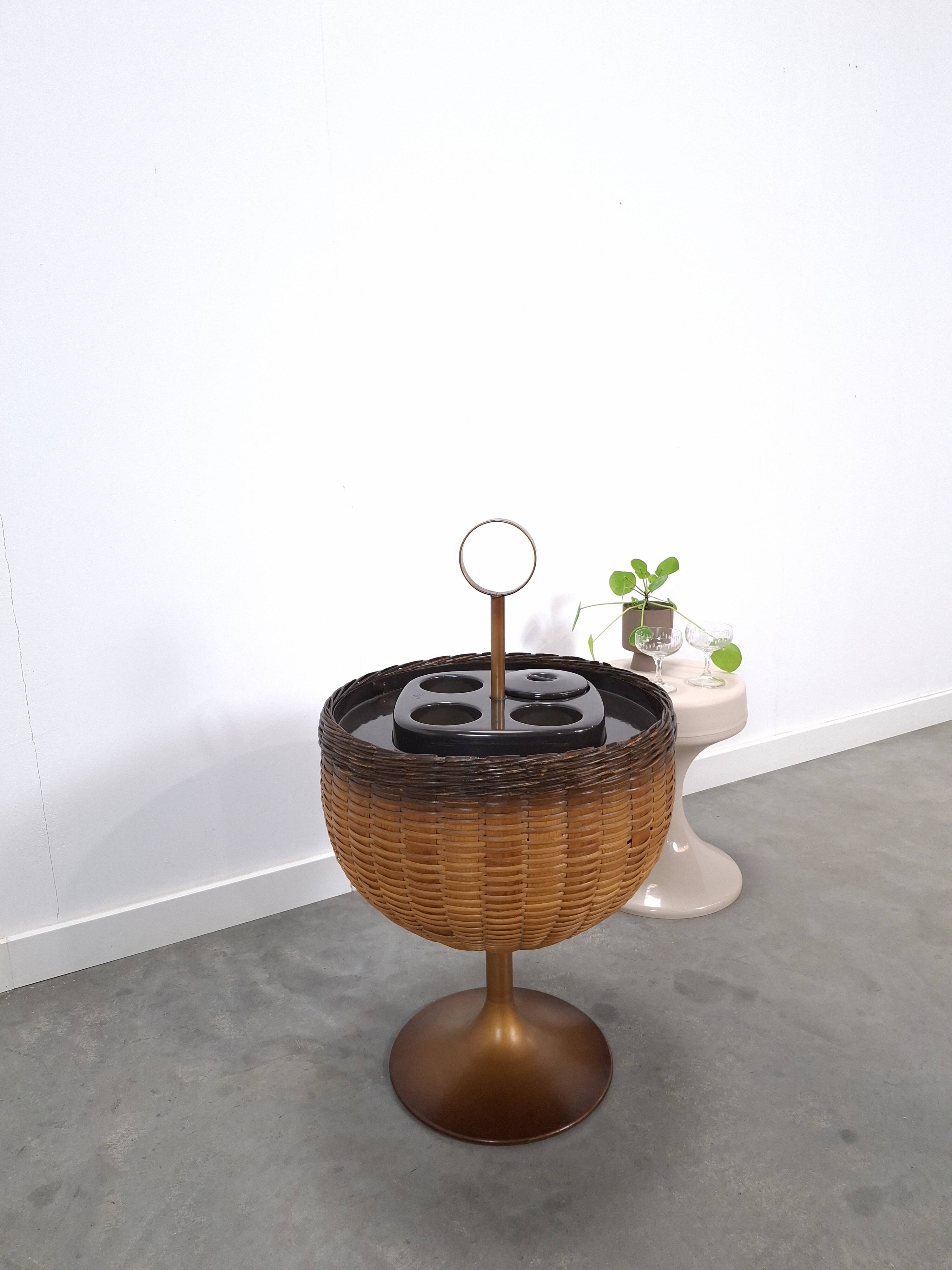 Draagbare bar, wijnkoeler met rotan en kunststof