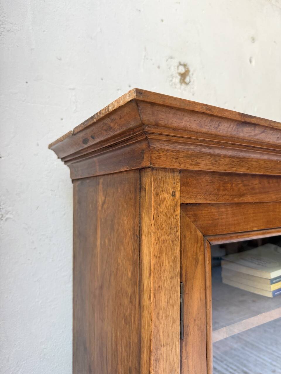 Glass-fronted walnut library 1900