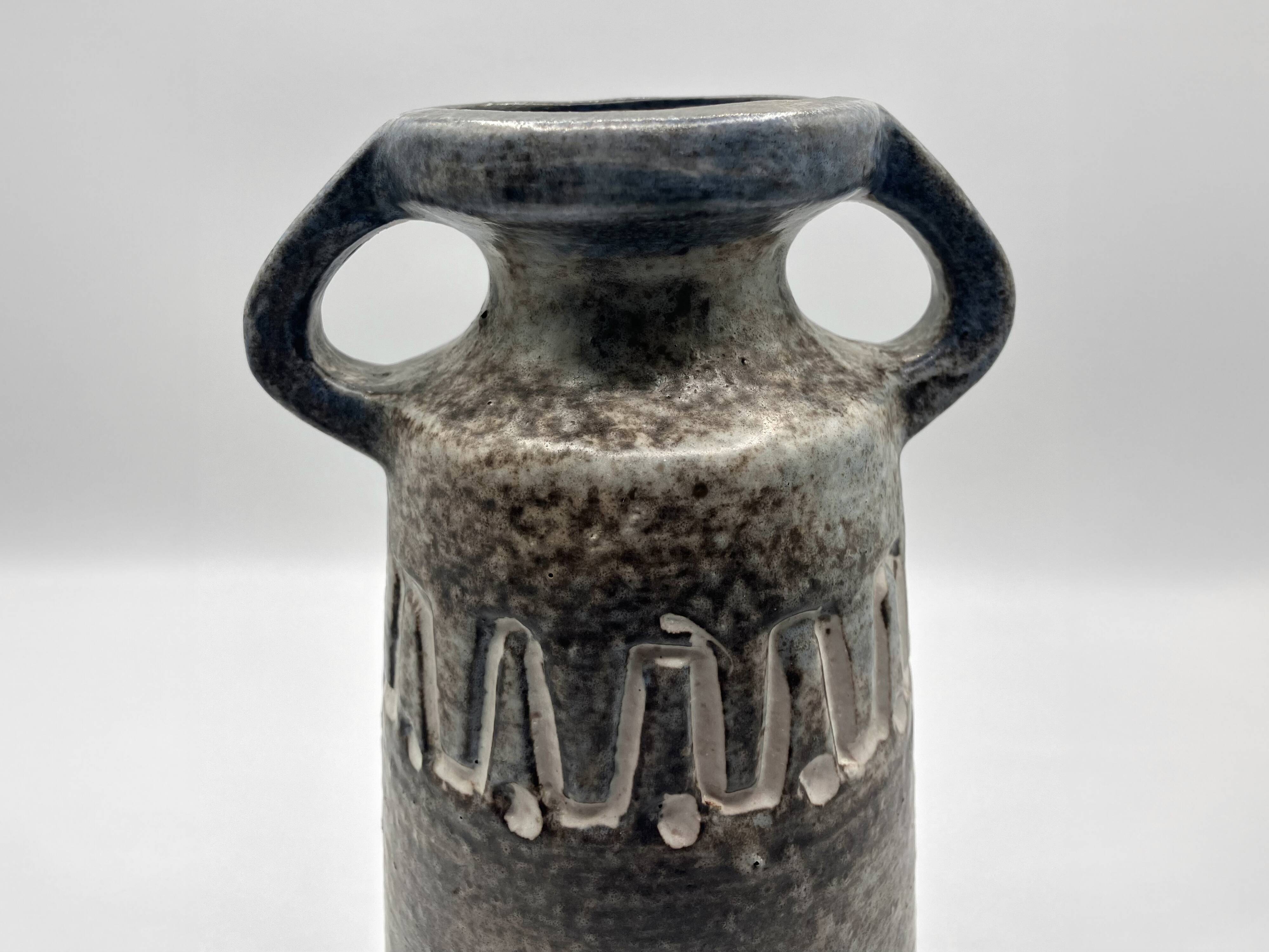 Heissner Keramik vase in grey ceramic, East Germany 1960