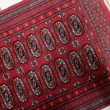 Handmade vintage Uzbek Bukhara rug 86cm x 125cm, 1960s