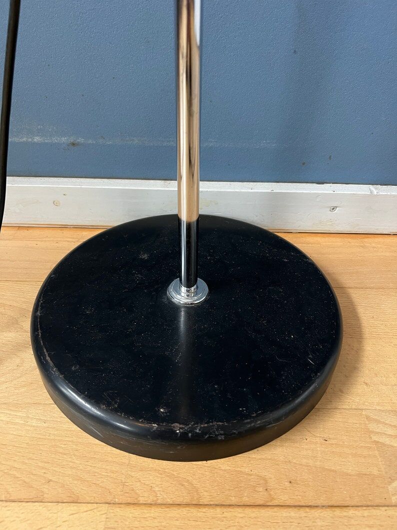 Mid-century floor lamp with two black/chrome spotlights