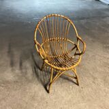 Wicker and rattan shell chair from the 1960s/70s, in very good condition.
