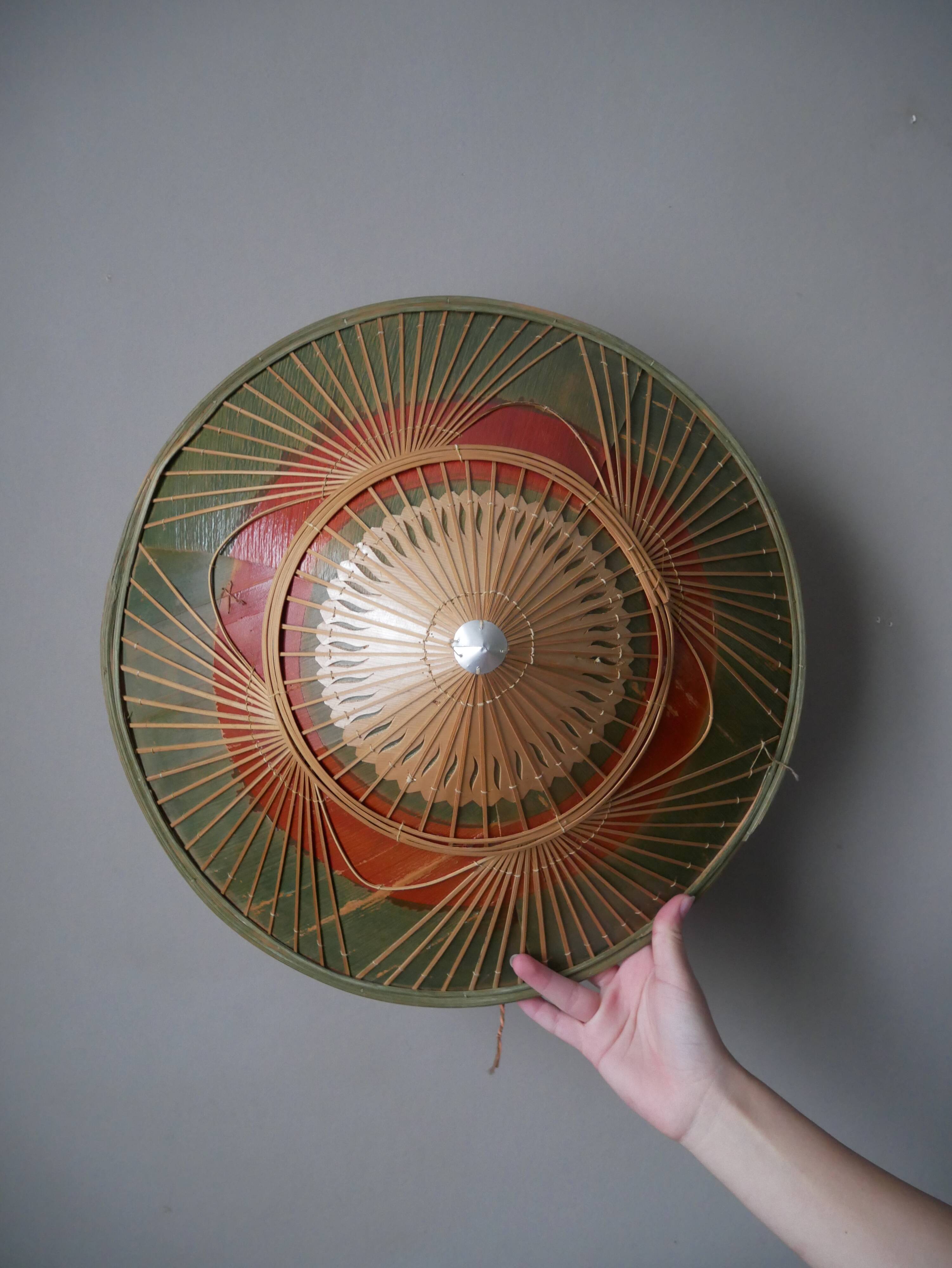 Vintage conical hat handmade Asian crafts decorative object