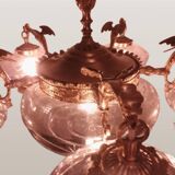 Large Gothic brass chandelier with 6 lights, 1940s.