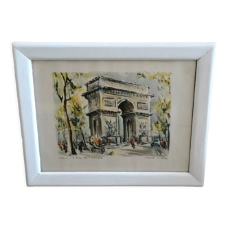 Lithograph Paris Arc de Triomphe