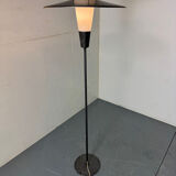 Mid Century France Modernist steel, brass and glass floor lamp, 1950s