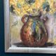 Original Swedish Oil on Canvas – “Vessel with Mimosa” by Monica Gilhorn – Signed – Vintage & Framed – 40 × 31.5 cm (15.7" × 12.4")