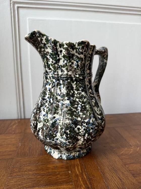 Green and blue speckled water carafe/pitcher