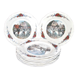 Set of 8 obernai flat plates in sarreguemines alsace earthenware 25cm